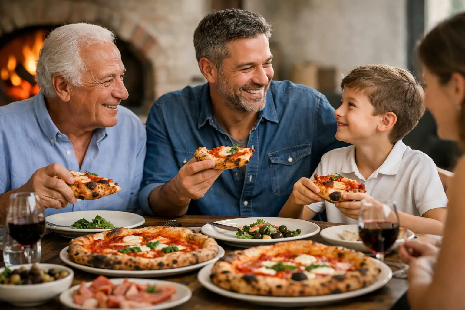 Tradizione familiare tre generazioni a tavola